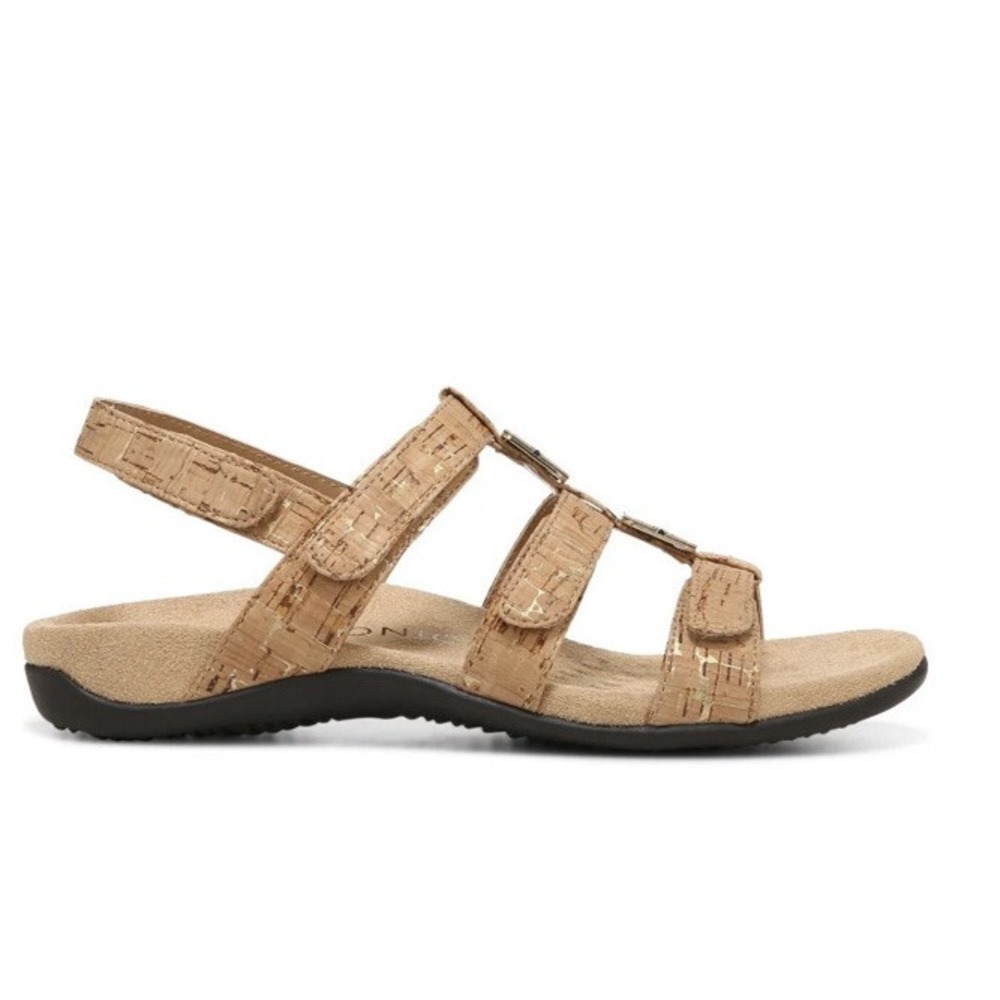 Vionic SANDAL Womens 11 Medium AMBER ADJUSTABLE Gold Cork Tan New‎ - Picture 5 of 6